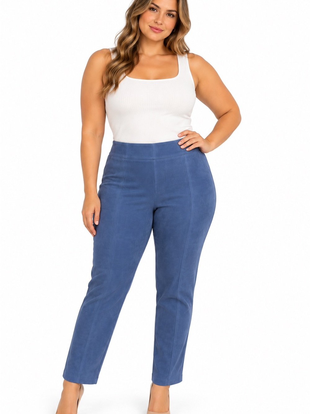 Marc New York Blue Faux Suede Stretch Pants Size XL